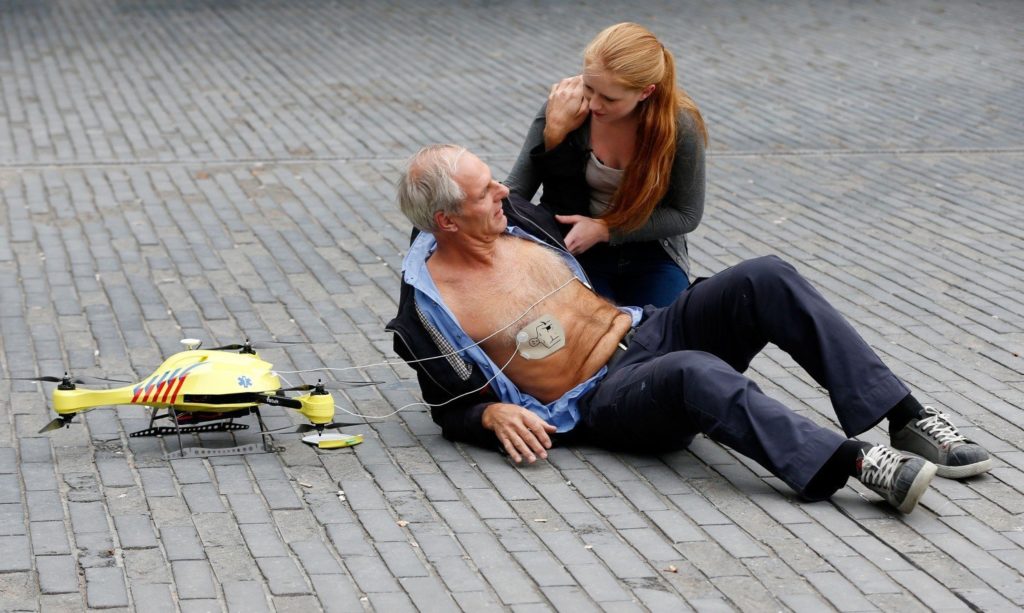 Here’s a demonstration of how Alec Momont imagines his ambulance drone could work. (Bas Czerwinski/AFP/Getty Images)