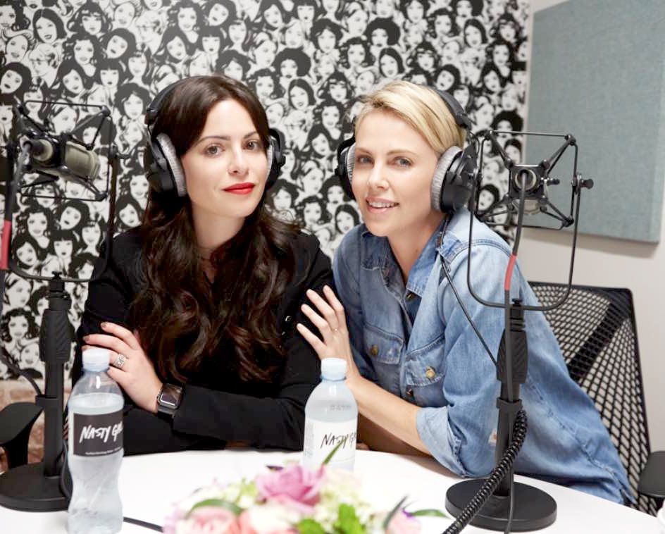 Girlboss podcast with host Sophia Amoruso and guest Charlize Theron.