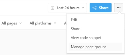 The Manage page groups menu option