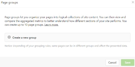 The Page groups dialog box